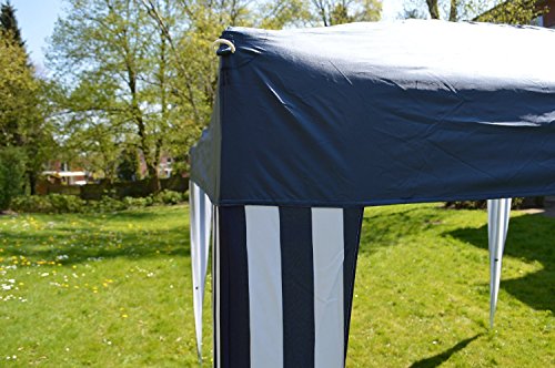Pavillon blau/weiß aus Aluminium, 300x300x260cm, Faltpavillon einsetzbar als Gartenpavillon, Party- und Festzelt, Camping- und Festival-Zelt, Gartenmöbel - 5