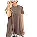 Produktbild MOIKA Damen T-Shirt, 2018 New Mode Womens Ladies Casual Lace Hem Spitze Irregulär Dekoration Short Sleeve Shirt Pullover Tops Pure Color Loose Blouse (M, Kaffee)