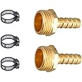 ESEKSAFAR 1/2" inch BSP Thread Barb hose fitting 1-Way Union Pipe Joint set (Male 2pc 1/2" Thread x Barb Hose fitting 5/16" (8mm))