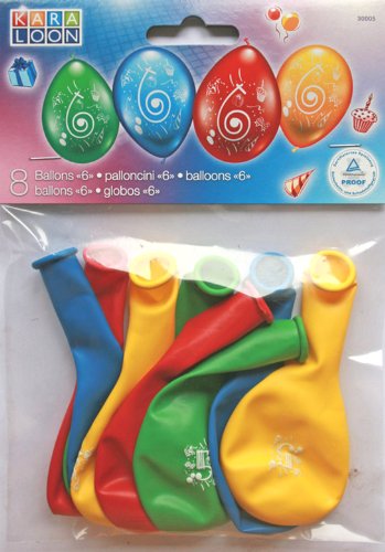 Karaloon 30005 – 8 Ballons Zahl 6 (24-26 cm), sortiert - 2