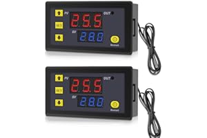 GERUI 2 Stück W3230 20A DC 12V Digital Temperaturregler，Digitaler Thermostat Temperaturschalter-50-120℃ mit NTC 10K-Sensorsonde.