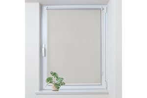 Allesin Store Enrouleur Occultant Thermique sans Perçage Rideau Occultant Opaque Isolant, Montage Simple pour Fenêtre ou Porte 50l x 230L cm Crème