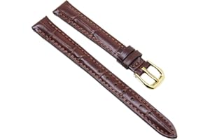 RECHERE Crocodile Leather Watch Strap with Gold Buckle