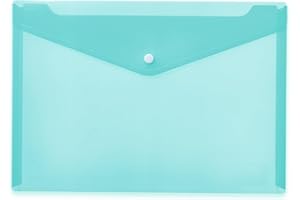 HERMA 20077 - Portadocumentos A4 transparente turquesa con cierre de presión, sobre de plástico para escuela, universidad, oficina, viajes