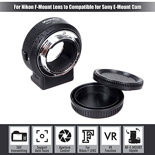 Andoer Commlite ENF-E1 Lentille Electrique Adaptateur de Montage Bague AF Auto Focus VR R  glable Ouverture Exposition pour Objectif Monture Nikon F Sony E-Mount Cam  ra