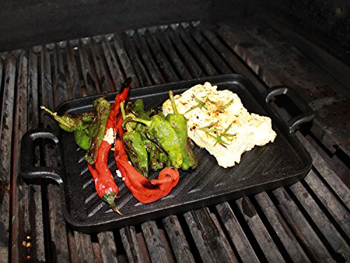 Santos Plancha Grillplatte 25cm x 19cm x 1,8cm – Grillpfanne Gusseisen Gusspfanne Pfanne Grillzubehör Guss für Gasgrill oder Kohlegrill - 6