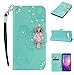Produktbild Artfeel Glitzer Diamant Brieftasche Hülle für Samsung Galaxy S10 5G,Geprägt Eule Blume Leder Flip Kartenhalter Hülle,Bling Strass mit Handschlaufe Magnetisch Stand Handyhülle-Hellgrün