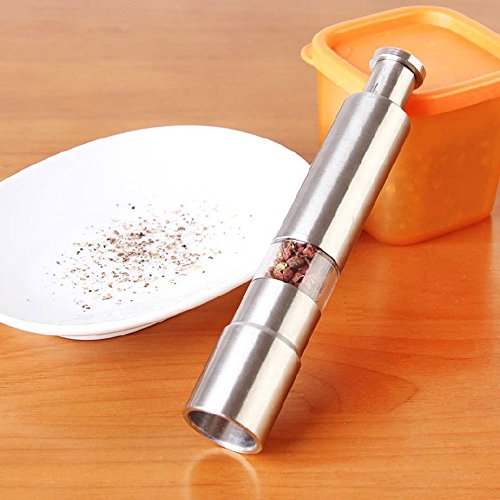 Glagie Pfeffermühle Salz und Pfefferstreuer Gewürzmühle 2er Set aus Edelstahl mit Einstellbarem Keramikmahlwerk und Sichtfenster Silber - 5