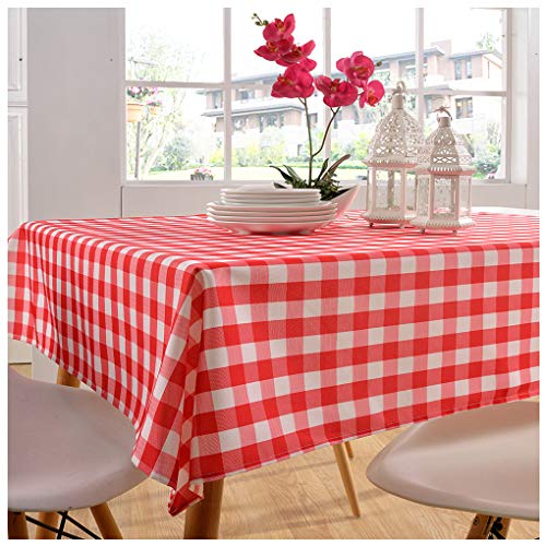 Mantel VOVOIR Cocina Rectangular Manteles a Cuadros para Mesa de Jardín Tela Impermeable Antimanchas Poliéster (Rojo, 140X200CM)