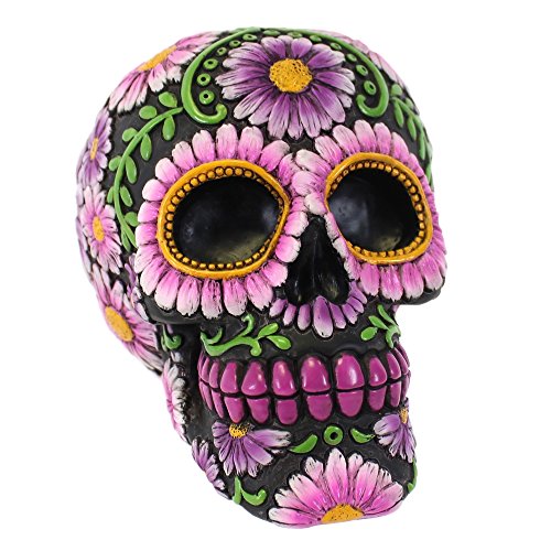 Lila Blumen Candy Skull Spardose