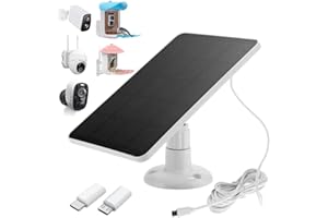 JOYFAN Solar Panel Charger -Weather Resistant, 5W 5V Solar Panel Wall Mounting Low-Power Solar Charging Panel Waterproof for Doorbell Security Camera, Bird Feeder Camera etc. with 9.8ft Cable Bracket (White)