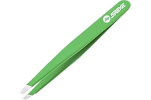 5RIDGE Pinzette per sopracciglia professionali - Pinzette angolate in acciaio inossidabile Depilazione facciale di precisione, rimozione di punti neri e zecche per uomini e donne (Verde)