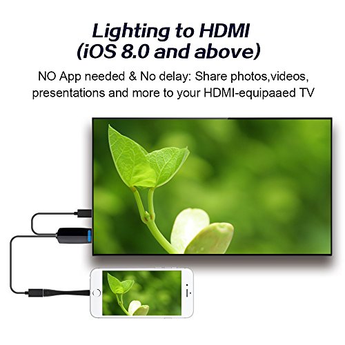 CORNMI Lightning zum HDMI Adapter, Topoint Plug & Play 1080P HDMI / HDTV Kabel 8 Stift-Anzeigen-Adapter für Apple iPhone iPad - 5