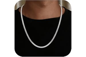 SLOONG S925 Silber 3.5/7mm Breit Kubanische Kette für Männer, Panzerkette Verschiedliche Schmuck Geschenke für Herren Papa Freund Längen 46/51/56/61/66/71CM