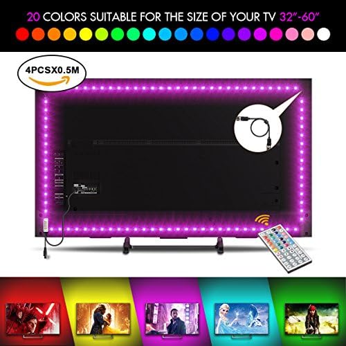 LED TV Backlight LED Backlight Light Flexible Strip Lights USB Bias Lighting 20 Colors 6 Dynamic Mode 4X0.5M (2M/6.56ft ) Car interior decorative lights, Bonega® USB Powered 20 RGB Multi-Color 44 Keys Remote Control For HDTV, Desktop PC Monitor Home Theater Kitchen Cabinets Accent Gaming Backlight Decoration Reduce Eye Strain and Increase Image Clarity (32 42 43 50 55 60 Inch )