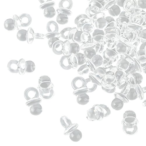 100 transparente Mini Dekoschnuller - 2 cm - Schnuller für die Babyparty oder als Anhänger - Babyschnuller aus Acryl - Kleenes Traumhandel®