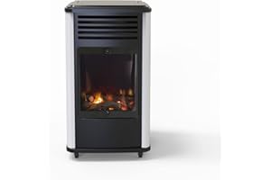 Universal Innovations Manhattan Portable Gas Stove - 3.4 kW, Real Flame Gas Fire, Oxygen Depletion Sensor, Efficient Heating, Stylish and Portable Heater for Home - White