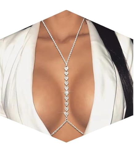 Chaîne De Corps En Strass Dorée Multicouche - Collier Bikini Chaîne De Soutien-Gorge Plage Ventre Diamant