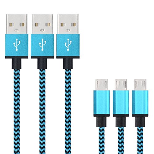 DaoRier Micro USB Kabel Datenkabel Android USB Cable 1m Handy Ladekabel USB A Stecker auf Micro USB Metallstecker Nylonmantel Nylon Geflochtenes für Samsung Galaxy S5 S6 S7 Huawei Blau 3 Stück