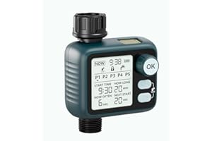Diivoo Bewässerungscomputer mit 5 Separaten Bewässerungsprogrammen, Wasser Zeitschaltuhren mit Regensensor, Bewässerungsuhr Zeitsparende Bewässerung, wasserdichte Automatische Gartenbewässerung
