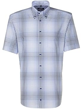 SEIDENSTICKER Herren Hemd Comfort Kurzarm Bügelfrei Karo Businesshemd Button-Down-Kragen Ohne Manschette