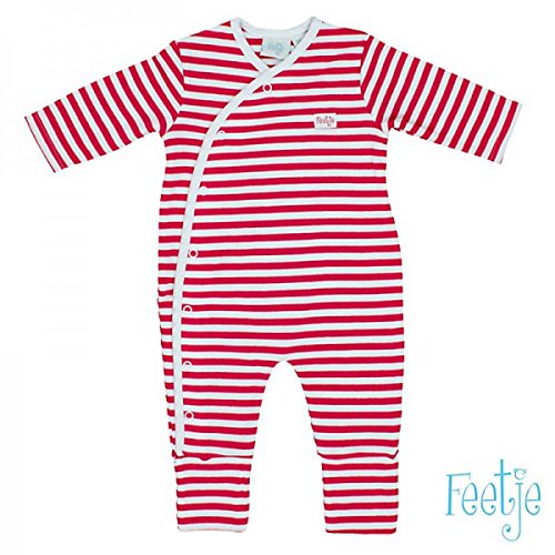 Feetje Baby Sleep Suit with Flap Feet Navy Striped Romper Suit -  red - 0-3 Months