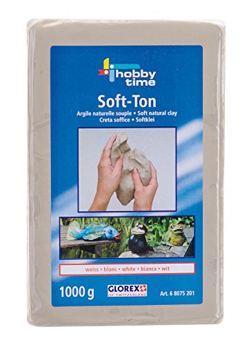 Glorex 6 8075 201 - Soft Ton weiß 1000 g, lufthärtend oder brennbar