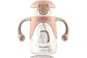 BUNNYTOO Baby Trainer Cup Trinklernbecher-280ml,Schnabeltasse Baby ab 12 Monaten,Baby Trinkbecker,Baby Lernbecher Langlebig Und Hygienisch,Auslaufsicherer Silikonauslauf Trinkbecher, Bpa-Frei-Aprikose