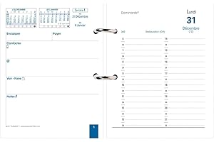 Quo Vadis - Recharge Agenda - 2026 - Bloc Planing - Journalier - Français - 12 mois de janvier à décembre - 11,5x14,5 cm - Papier Clairefontaine blanc - Fabrication française