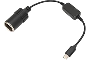 ZUNATE 5V USB C Męski na 12V Gniazdo Zapalniczki Samochodowej, 30cm Konwerter Zasilacza z ochroną przeciwprzepięciową, Korzystanie z Pokładowego Sprzętu Elektrycznego w Domu