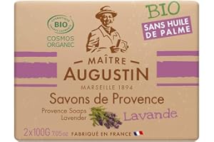 MAITRE SAVON DE MARSEILLE Maître Augustin Lote de 2 jabones de Provenza ecológicos Lavanda - 2x100g