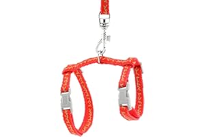 SMALLLEE_LUCKY_STORE Spielzeug Hund Katze Kätzchen Verstellbares Geschirr Halsband Kaninchen Geschir Elastischer Gehgeschirr Set für Kleintiere,Giraffen,Rot