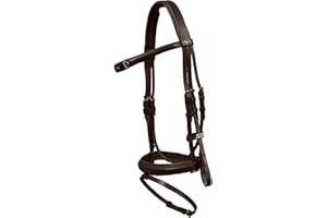 Horses, Bridon pour Monte Anglaise, Modèle Snaffle, en Cuir Souple de Haute Qualité, Taille COB et Full, Disponible en Noir et Marron, Muserolle et Têtière Rembourrées