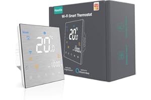 MoesGo WiFi Smart Thermostat for Gas Boiler Heating, Programmable 2.4GHz WiFi Temperature Controller Metal Brushed Panel, Netural Wire Required, Compatible withTuya APP, Alexa and Google Home
