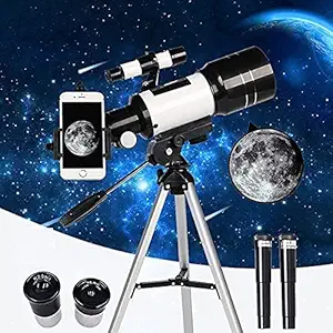 Glaceon Telescopes for Adults, 70mm Aperture 300mm Focal Length Telescope for Kids Beginners, Fully Multi-Coated Optics, Astronomy Refractor with Tripod, Phone Adapter