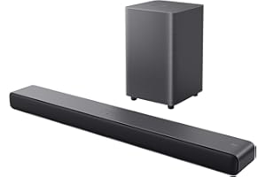 TCL Barra de Sonido S55HE 2.1, 220 vatios, Cine en casa, expansión de Sonido, Dolby Atmos, DTS Virtual:X, Barra de Sonido con subwoofer, Mando a Distancia único, Bluetooth 5.3, HDMI, USB