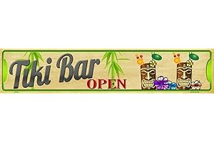 Lotusworld Plaque de Rue en métal Tiki Bar Open 10,1 x 40,6 cm