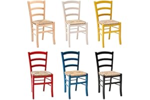 SEDAM SRL Sedia Venezia Paesana, Legno Massello, Vari Sedute e Colori, Imbottita Paglia o Massello Cucina Casa Ristorante Agriturismo, Alta qualità, ORDINE MINIMO 2 PEZZI (Arancione, Seduta Imbottita Beige)
