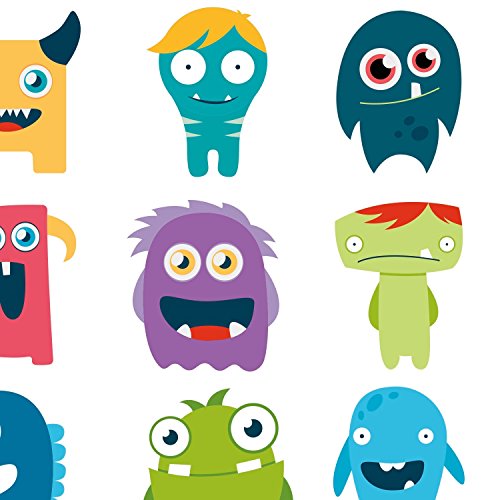 atFoliX Aufkleber Monster-Familie Set 1 – 36 Motive ca 30x30mm FX-Sticker (Luftkanaltechnologie – wieder ablösbar) - 3