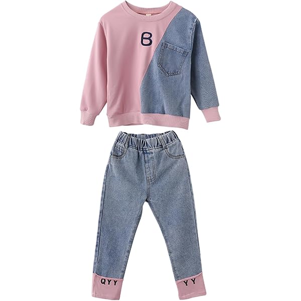 amropi Meisjeskledingset sweatshirt met capuchon en gestreepte joggingbroek, outfits voor 3-15 jaar