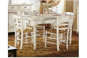 EsteaMobili Tavolo rettangolare allungabile in legno laccato effetto anticato, colore: bianco