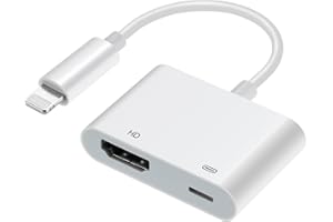 FIOUSY Lightning to HDMI Adapter for iPhone, Plug & Play 1080P Screen Converter with Charging Port, iPhone HDMI Adapter Compatible with Lightning Port Devices for Projector/Monitor/TV