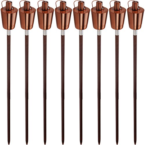 Gartenfackel Edelstahl Öl-fackeln für draußen 110cm mit Holzstab Edelstahlfackeln Party Strand Hochzeit-Deko Outdoor Fackeln (8er Set Kupfer) - 2