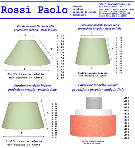 Idea Beleuchtung: Zylinder Lampenschirm zylindrisch Kapuze Lampenabdeckung in Stoff laminiert PVC-Folie, Durchmesser 40 cm; für Lampen Stehleuchten aus dem Boden Wandleuchten Nachttischlampe Kronleuchter und Suspensionen Weiß, Elfenbein, schwarz Wahl, siehe die Erläuterungen Seite und senden E-Mail; eigene Produktion – Made in Italy - 3