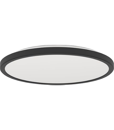 Eglo LED plafondlamp Musurita, 1-lichts plafondlamp, moderne woonkamerlamp, keukenlamp van staal en kunststof, ganglamp plafond in houtlook, wit, 44 cm