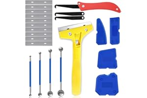 GMILI 22 PCS Strumenti per Calafataggio Silicone Kit - Con Set di 4 spatole per silicone, 4 Attrezzo Giunti A Sfera In Metallo, 1 Raschietto con 10 lame in acciaio inox, 1Grout Remover+2 lame di ricambio