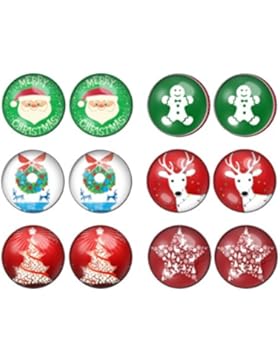 lilments 6Paar Weihnachten Winter Festive Xmas Unisex Edelstahl Ohrstecker Set
