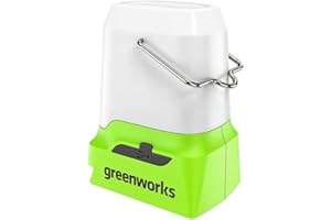 Greenworks G24LA500 Akumulatorowa Latarnia i Lampa Kempingowa z Hakiem do Zawieszania, 500 Lumenów, 3 Ustawienia Jasności, Gniazda USB i Typu C BEZ Akumulatora 24V i Ładowarki, 3 Lata Gwarancji