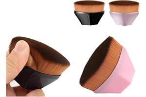 LDJYEONS (2 Piezas) Brocha de Maquillaje con Parte Superior Plana, Multiuso, Mixta, Base, Polvo, Crema Facial, Imprimación, Crema Cosmética, Corrector y otros Cosméticos (negro+rosa)