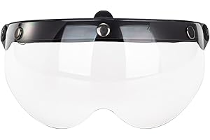 Gereiny LLLucky Universal Motorcycles Retro Pilot-Style Standard 3 Snap-Button Visors Flip Up Down Open Face Helmet Wind Shield Durable